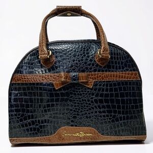 NWT✨Samantha Brown Croc Embossed Bow Satchel Dome Makeup Train Case Satchel